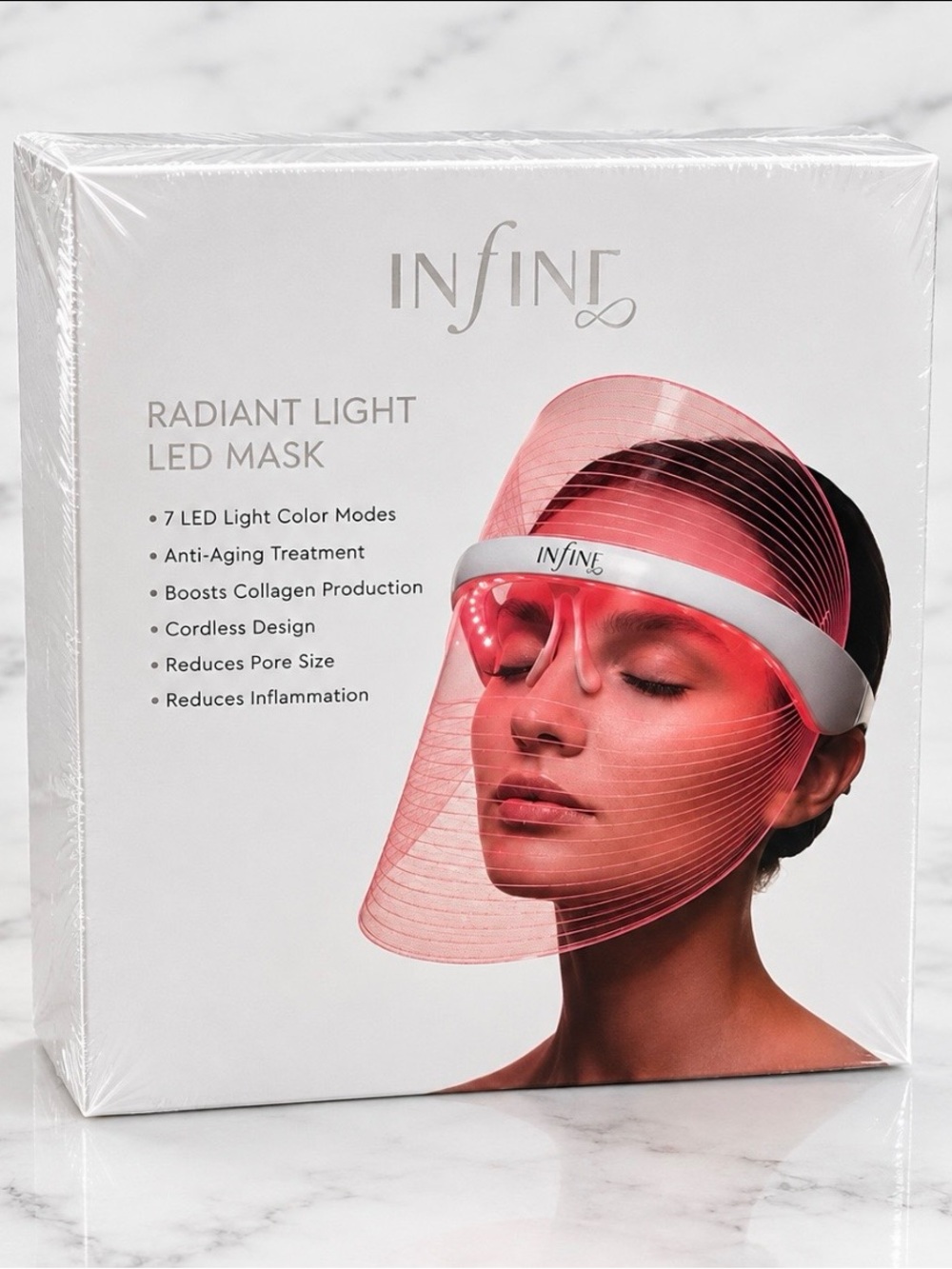Infini Radiant 7 Light LED Mask —Cordless Pink Visor *BRAND NEW & Sealed**